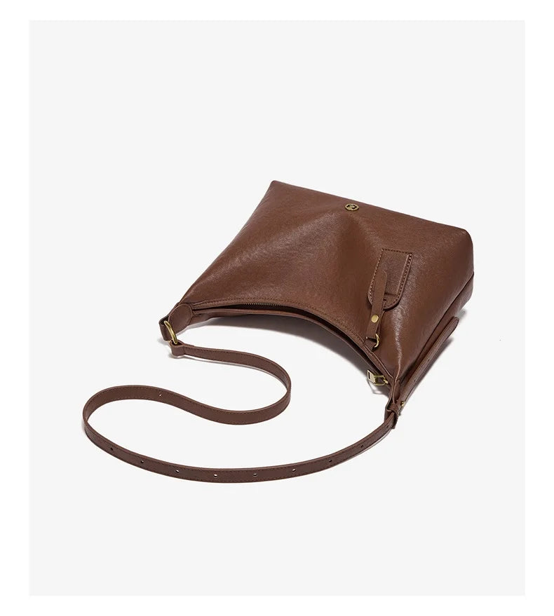 FOXER Genuine Leather Hobo Bag Lady Vintage Commuter Shoulder Bag Large Capacity Soft Leather Women Underarm Bag For Daily