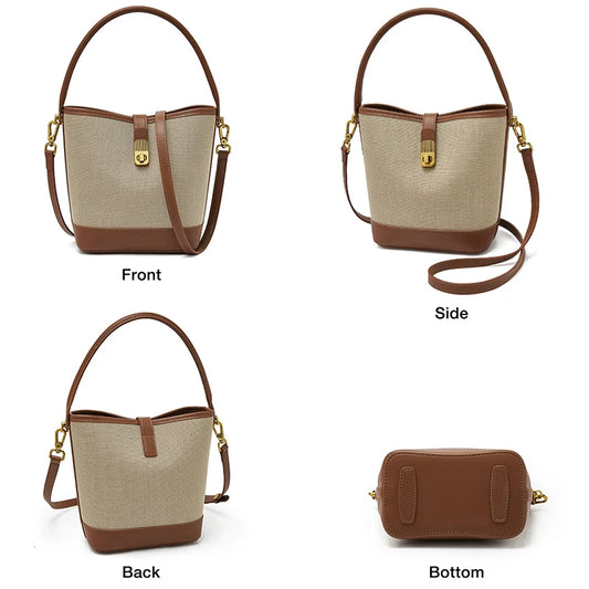 FOXER 2026 New Women's Handbag PVC Leather Lady Bucket Bag Fashion Shoulder Bag Light Luxury Best Gift for Wife,Lover