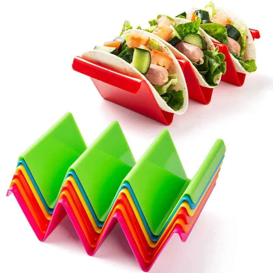 4PCS Taco Holder Mexican Pancake Rack Multicoloured Wavy Taco Holder Tortilla Tray Food Tray Rack Kitchen Baking Tools
