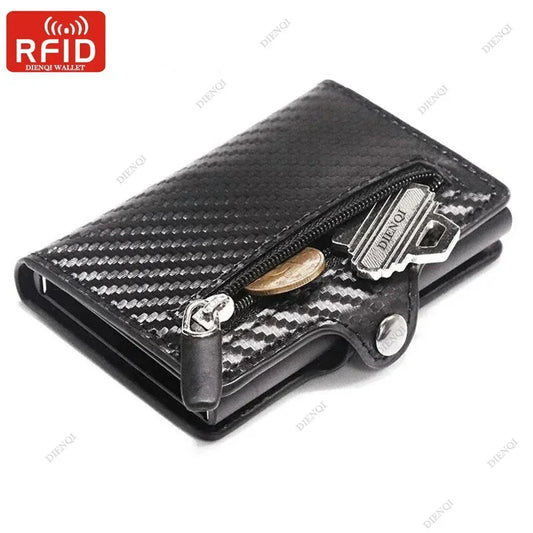 Rfid Blocking Credit Card Holders Money Clip Wallet Luxury Men Vallet Leather Metal Business Bank Cardholder Case Bifold Wallet