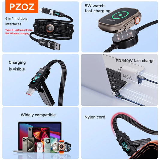 PZOZ PowerLink Multi-Connector Charging Cable 1.5m