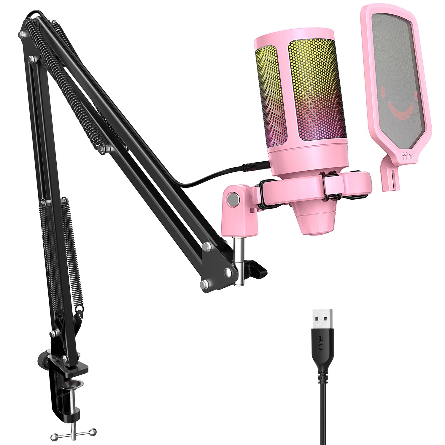 ShopHub NZ FIFINE USB gaming microphone kit with adjustable stand and pop filter for clear streaming sound.