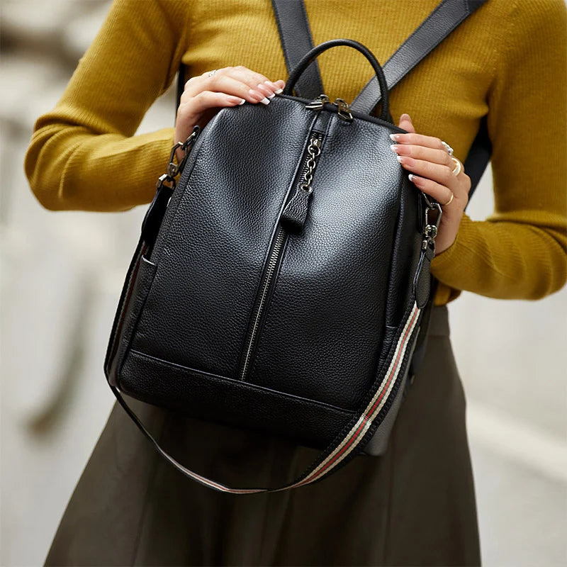 ZOOLER HOT Full Genuine Leather Backpack Women Fashion Backpack Black College Girls Bags Zipper Design Real Leather Bags #hs222