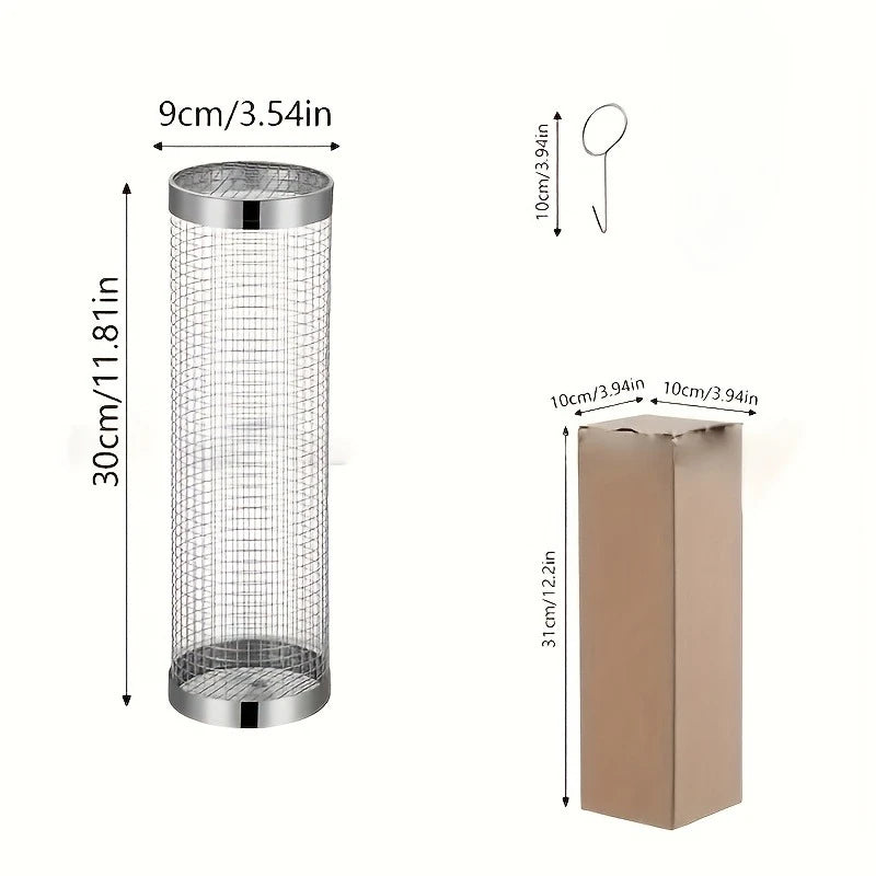 Two stainless steel grill baskets from the ShopHub NZ 2-piece set, ideal for grilling vegetables and seafood.