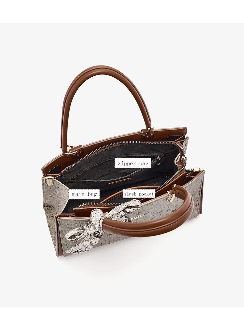 FOXER Vintage Women Handbag PVC Leather Tote Bag Large Capacity Top‑Handle Shoulder Crossbody Bag for Ladie Daily Work Purse