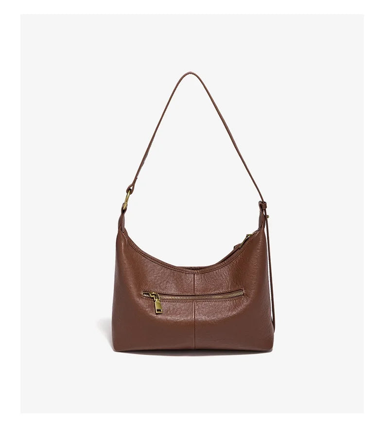 FOXER Genuine Leather Hobo Bag Lady Vintage Commuter Shoulder Bag Large Capacity Soft Leather Women Underarm Bag For Daily