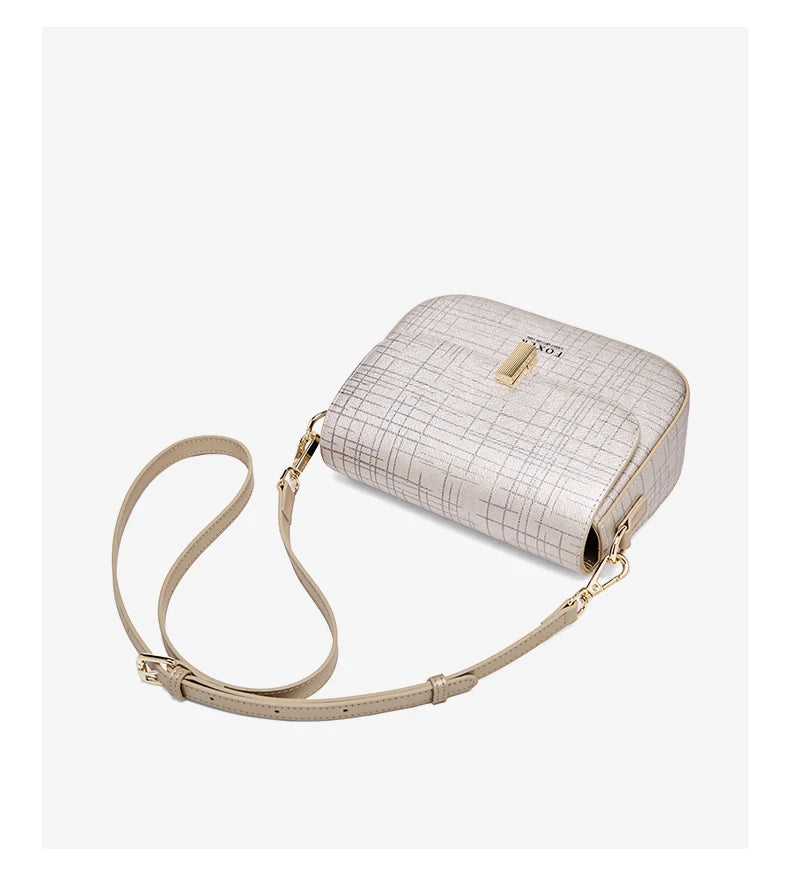 FOXER Female Shoulder Bag Split Leather Crossbody Bag Fashion Luxury Design Saddle Bag Commute Daily Use Gift for Lover