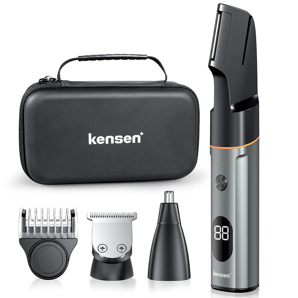 Kensen S16 Body Hair Shaver Kit with hair crimpers, compact design, and ergonomic handle for easy grooming.