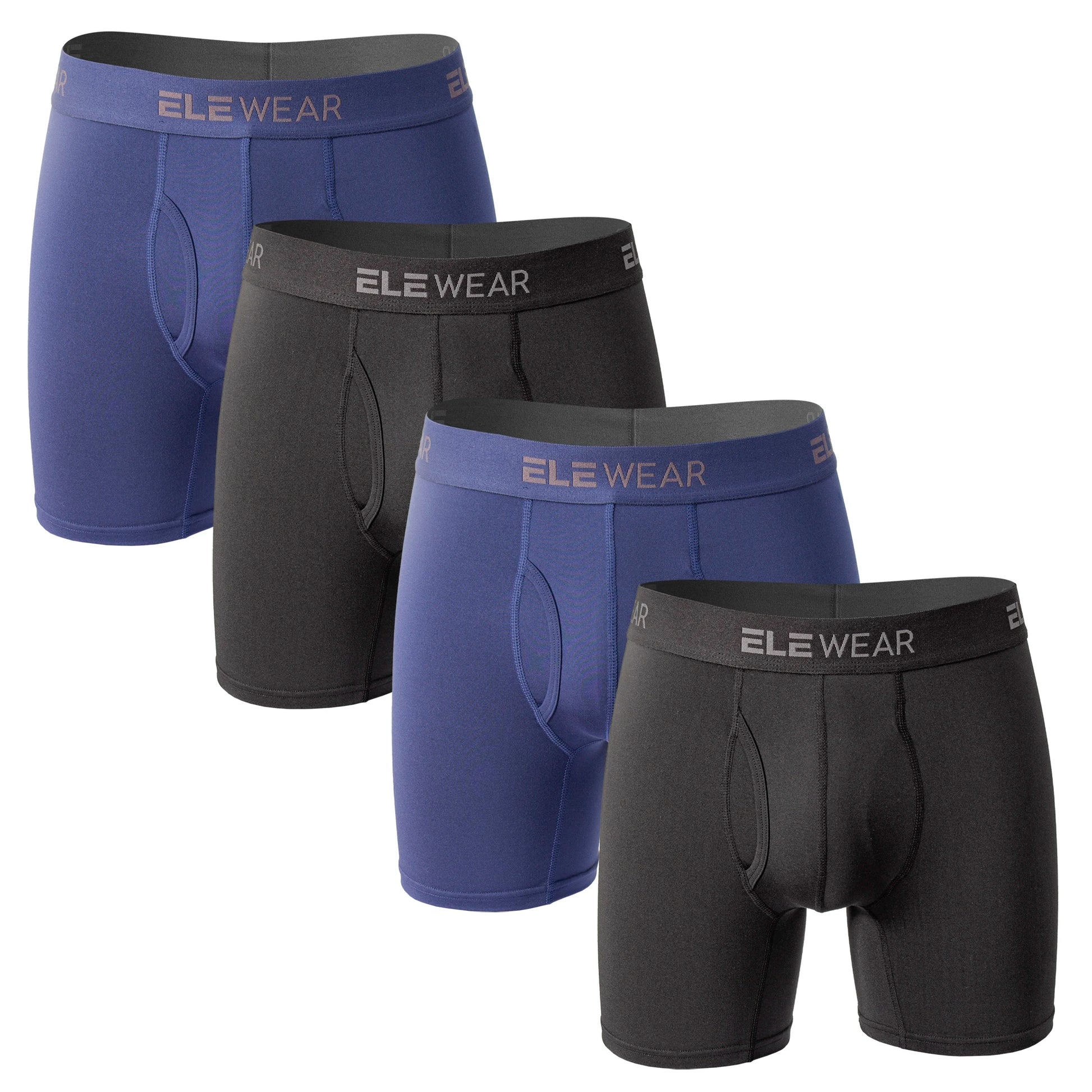 Four breathable men's boxer shorts with opening in plus size, featuring comfortable fabric and functional fly, by ShopHub NZ.