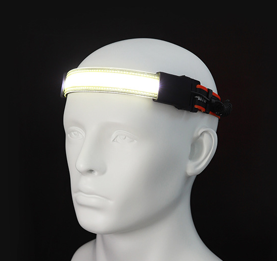 Dealonlinenz 230° wide-angle headlamp flashlight with red taillight, three light modes, lightweight design for outdoor activities.