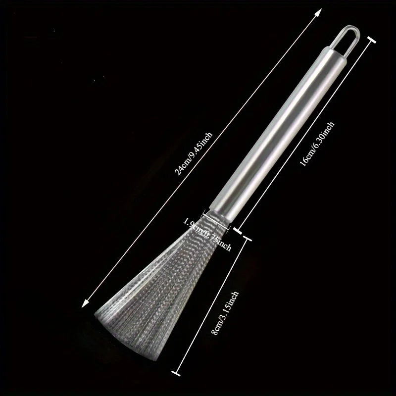 Commercial Stainless Steel Scrubber - Heavy Duty Long Handle Rust-Resistant for Pots, Pans & Grill Cleaning