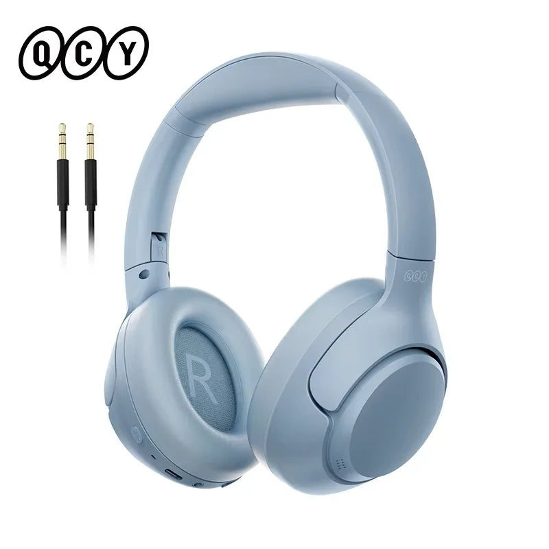QCY H3 wireless headphones with over-ear design, active noise cancellation, Bluetooth 5.4, and 60 hours playtime, Hi-Res audio.