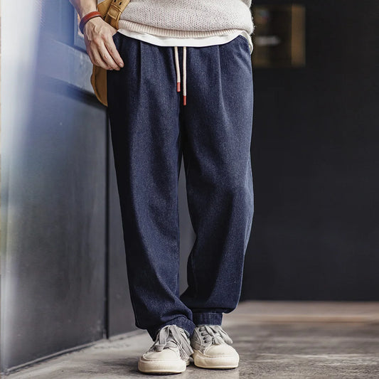 Maden Vintage Men's Solid 10oz Jogger Denim Jeans