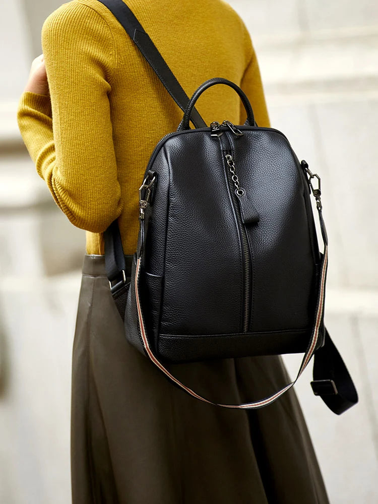 ZOOLER HOT Full Genuine Leather Backpack Women Fashion Backpack Black College Girls Bags Zipper Design Real Leather Bags #hs222