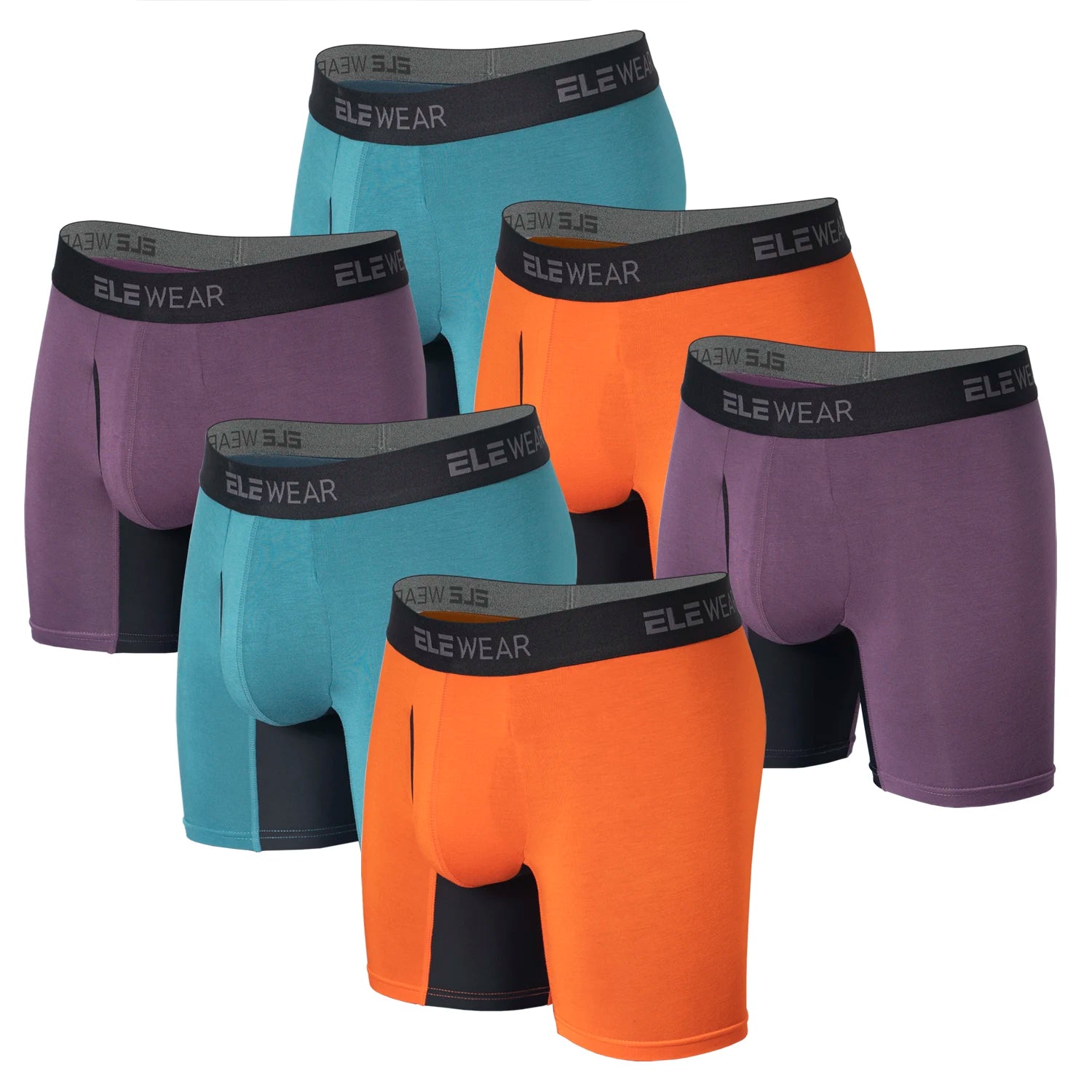 Six bamboo men's boxer shorts by ShopHub NZ featuring breathable fabric and front opening for comfortable wear.