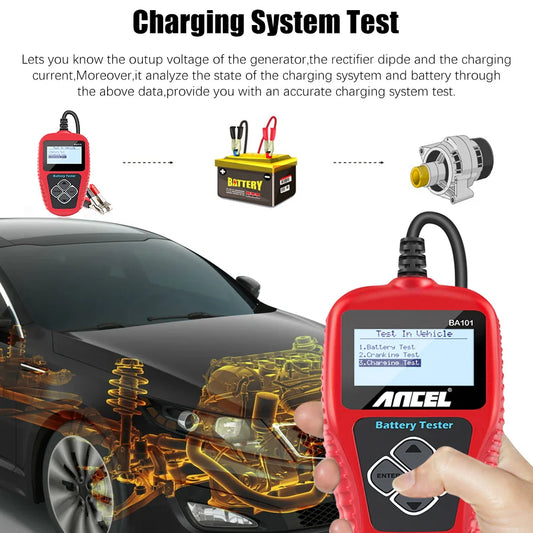 BA101 Car Battery Tester – 12V Load Analyzer (100–2000 CCA) Habicare