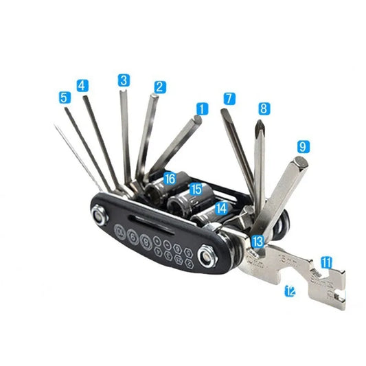 Folding Bike & Motorcycle Repair Tool Kit (16 in 1) Habicare