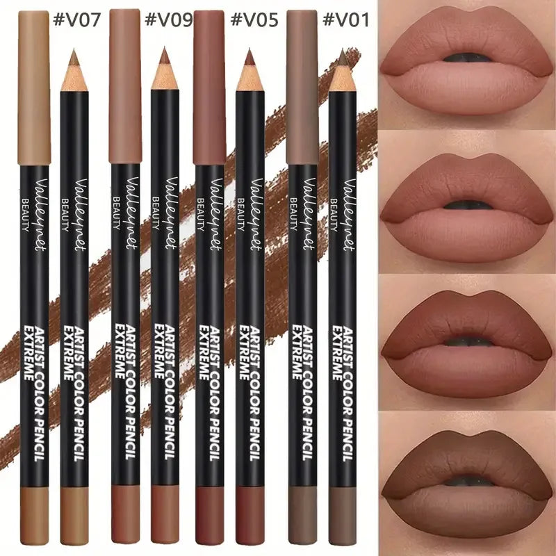 Set of four makeup lip and eyeliner pencils, ShopHub NZ 4-piece lip and eyeliner set, versatile cosmetic tools for daily makeup looks.