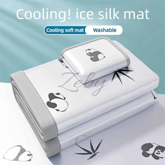 New Cooling Feeling Mattress Cover Summer Foldable Pad Ice Silk Cool Mats Breathable Coolness Bed Mat and Pillowcase 2\3 Pcs Set