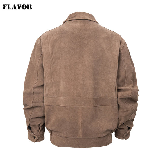 FLAVOR Men's Leather Bomber Jacket – Camel Classic