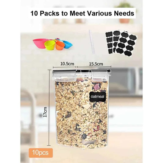 10-Piece BPA-Free Airtight Food Storage Containers with Lids - Multi-Size Pantry Organizers for Dry Goods/Snacks/Fruits