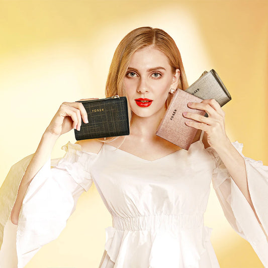 FOXER Women's Short Wallet – Premium Split Leather Design