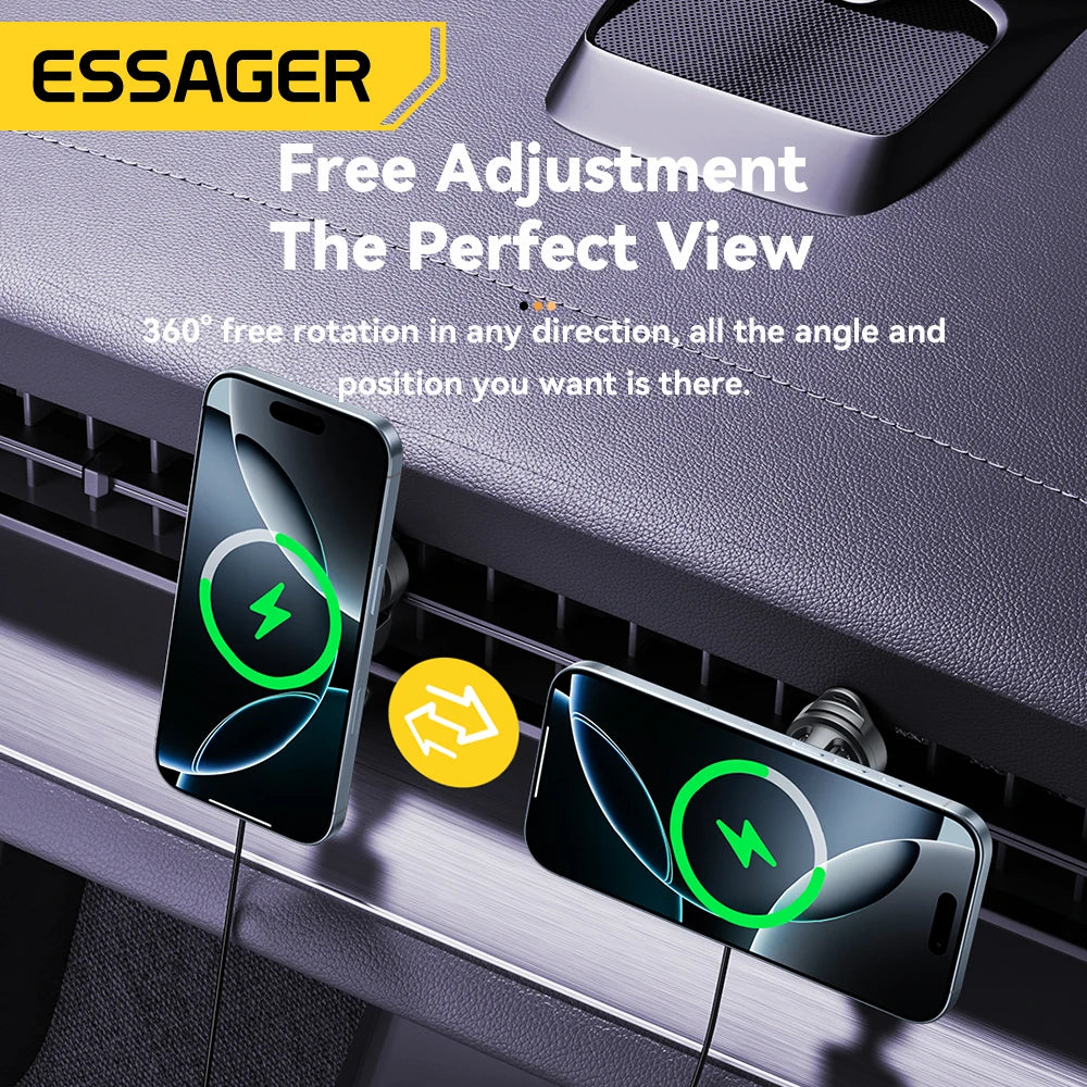 Essager RGB Magnetic Car Phone Holder with 15W Wireless Qi Charging
