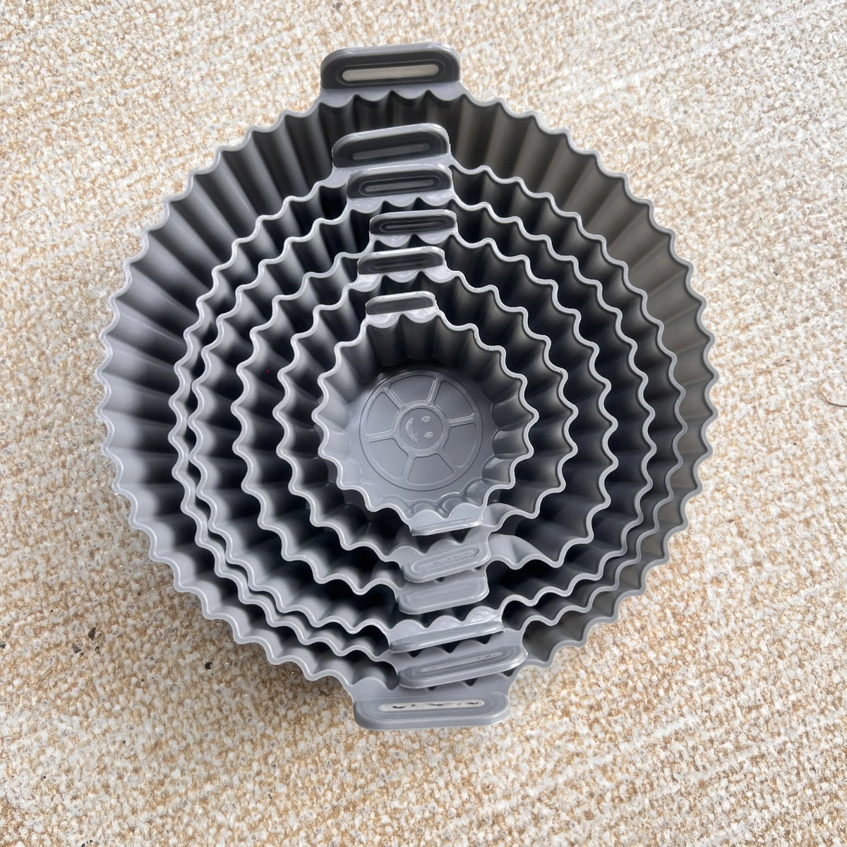 Set of 6 silicone air fryer mats with non-stick dual texture, heat resistant up to 450°F, compatible with ShopHub NZ air fryer accessories.
