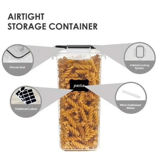 12-Piece Food Storage Containers with Lids, Plastic Kitchen Pantry Organizers for Dry Goods Flour Sugar