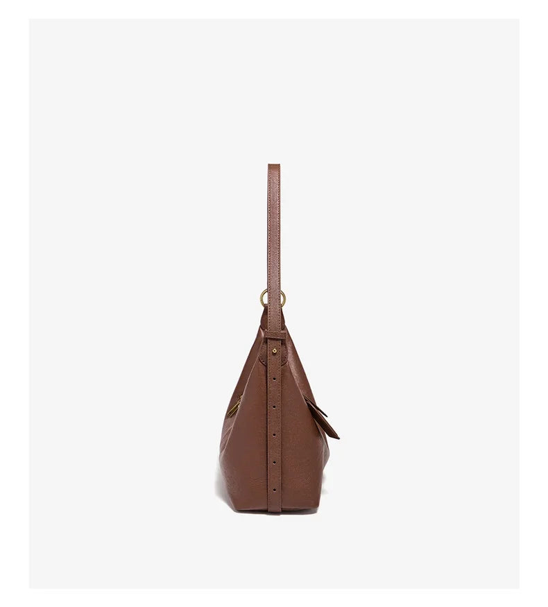 FOXER Genuine Leather Hobo Bag Lady Vintage Commuter Shoulder Bag Large Capacity Soft Leather Women Underarm Bag For Daily
