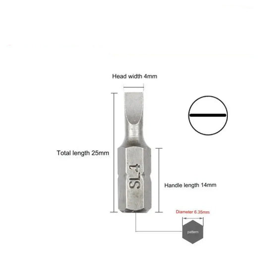 S2 Steel Slotted Screwdriver Bits Set – 1/4" Shank (6 different types available) Habicare