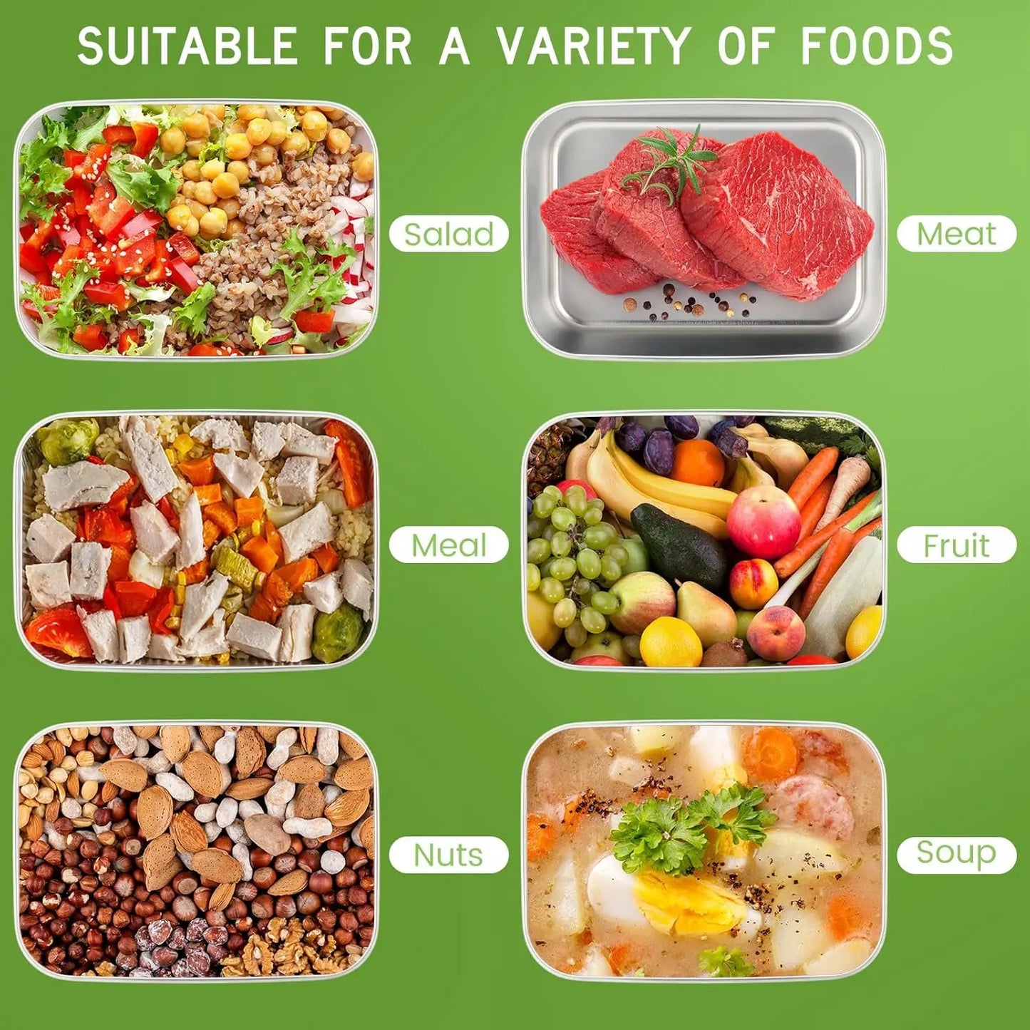 12PC Stainless Steel Food Containers