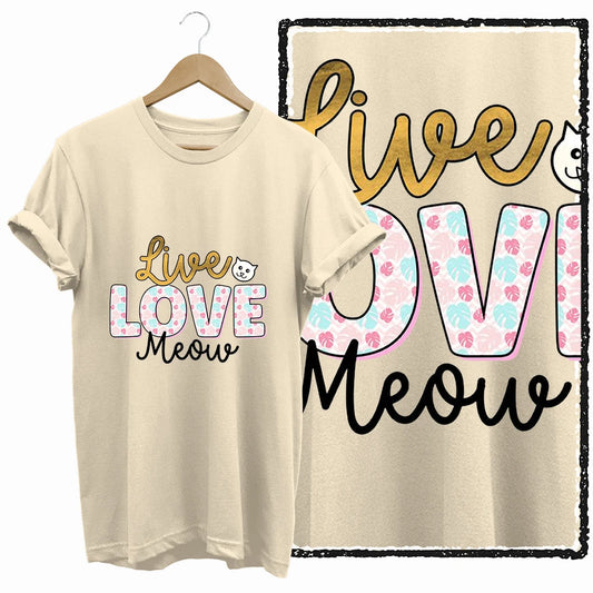 COOLMIND Women's Cat Print Cotton Tee – Beige