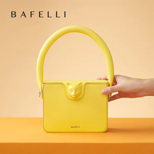 BAFELLI Boxy Leather Flap Purse – Genuine Cowhide Evening Handbag