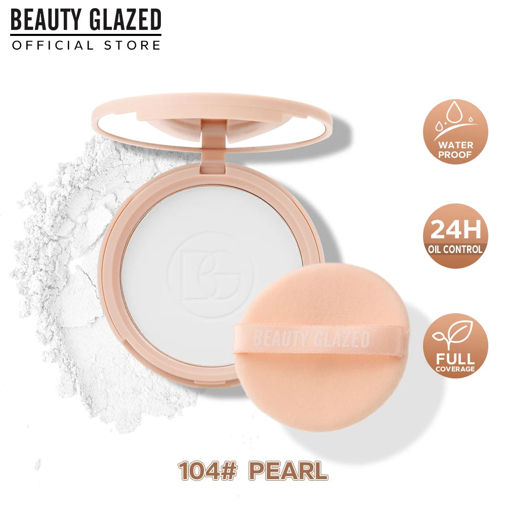 Beauty Glazed oil control matte face powder in makeup compact, designed for a shine-free, matte finish on the face.