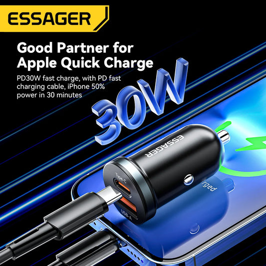 Essager 30W USB C Quick Charger Car Charger