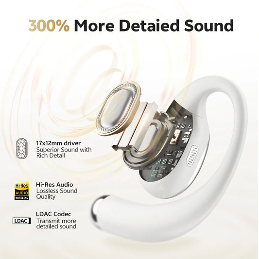 QCY Crossky R70 Wireless Headphones - Hi-Res Open-Ear Bluetooth 6.0 Earhooks with Bass Boost