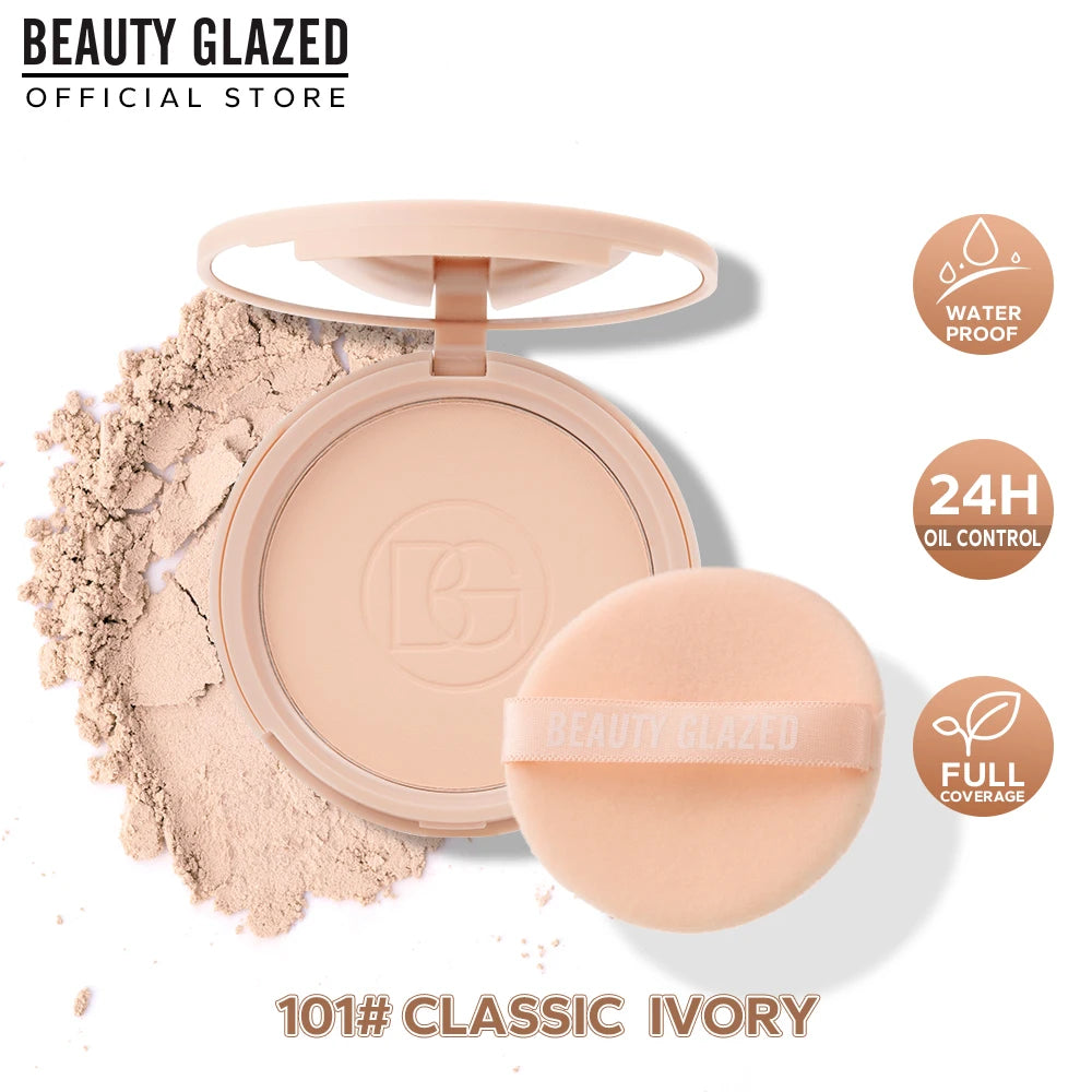 Beauty Glazed oil control matte face powder in makeup compact with smooth, matte finish for shine-free skin.