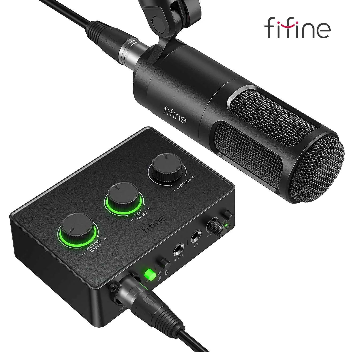 FIFINE KS6 Podcast Kit with microphone, headphones, and accessories for professional audio recording and streaming.