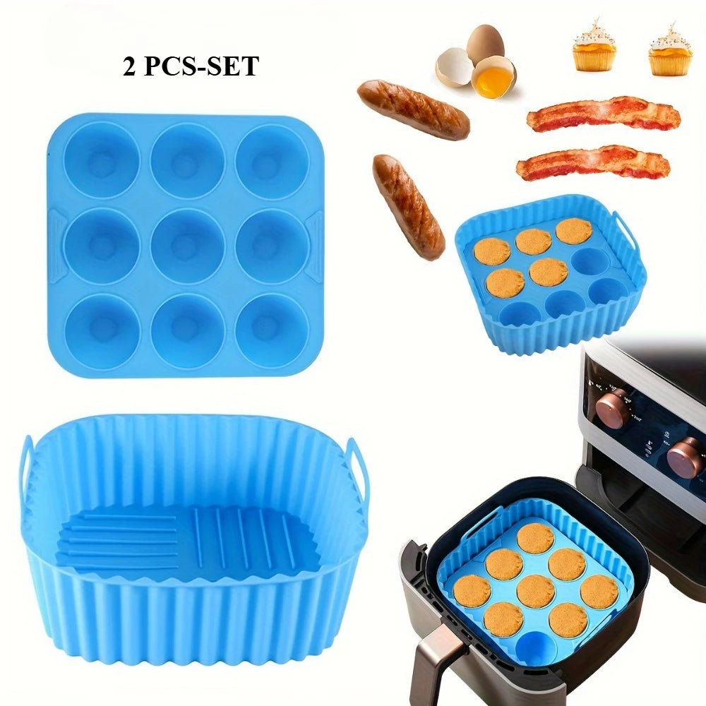 Premium Silicone Air Fryer Set - 9-Hole Cake Mold
