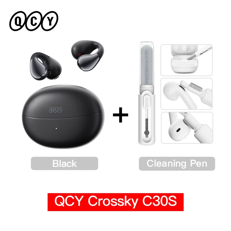 QCY Crossky C30S Wireless Earphones - Hi-Res LDAC Open Ear Clip-On Bluetooth 6.0 Sports Headphones with 40H Battery Life