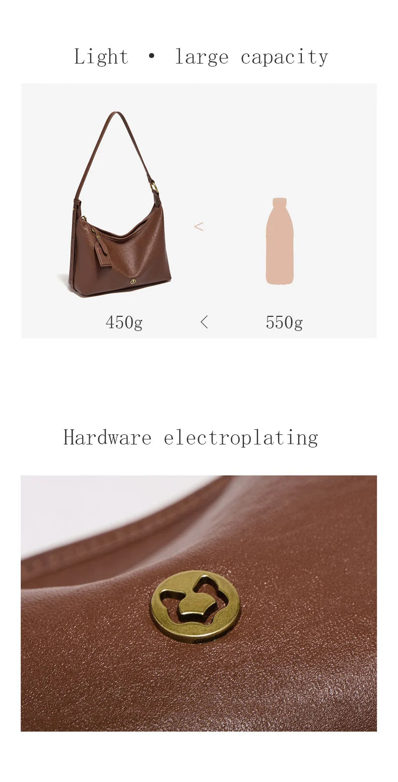 FOXER Genuine Leather Hobo Bag Lady Vintage Commuter Shoulder Bag Large Capacity Soft Leather Women Underarm Bag For Daily