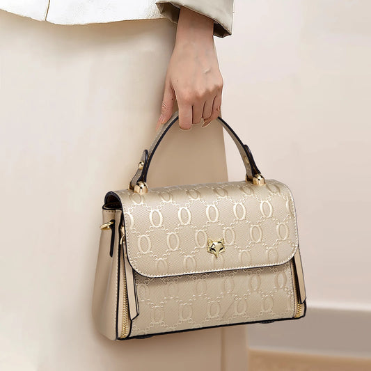 FOXER Women's Golden Plaid Leather Crossbody Bag