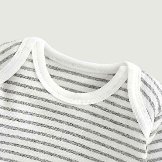 Striped Full Sleeve Onesie - Light Grey