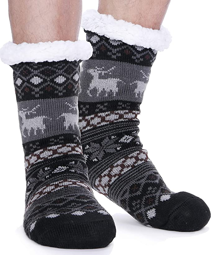 Four pairs of dealonlinenz men's fuzzy winter slippers with soft, warm fabric and gripper soles for indoor comfort.