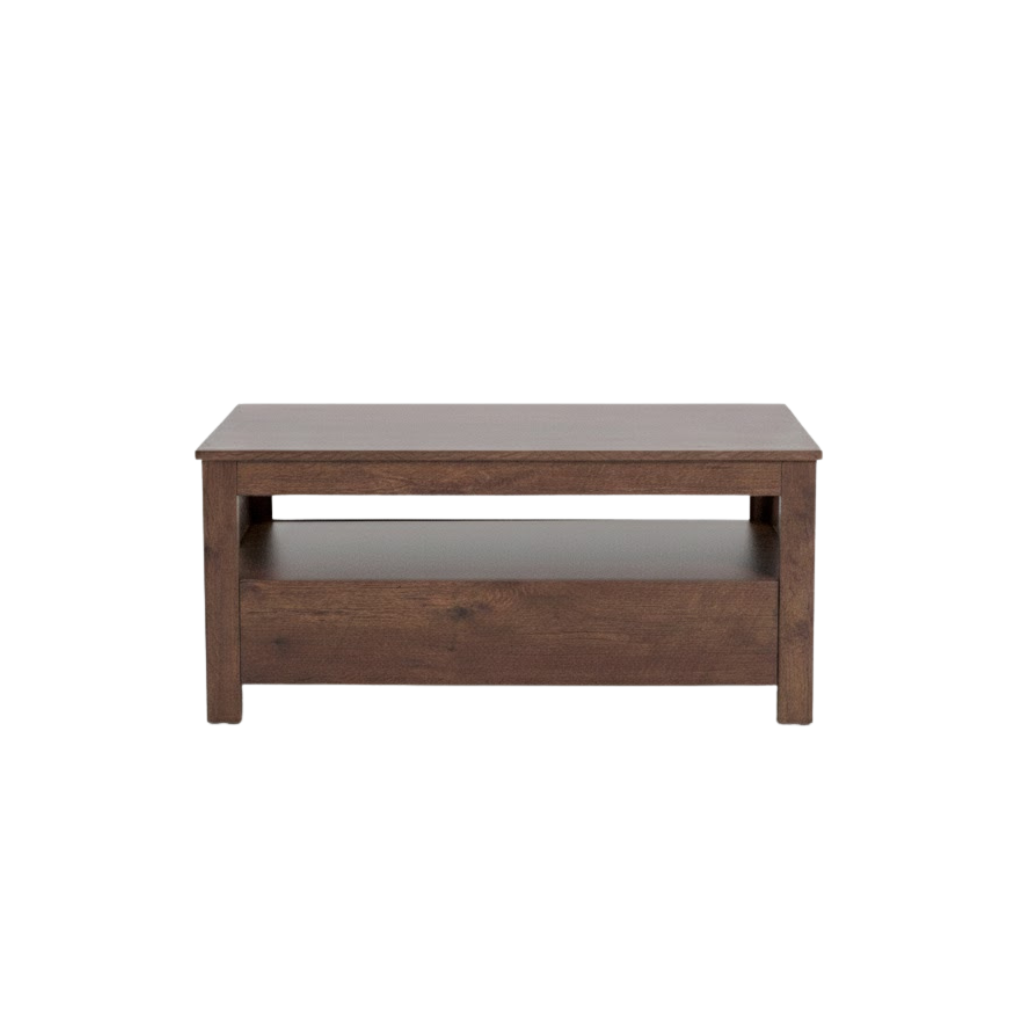 Walnut 'Sintra' coffee table with two drawers by sue-e furniture, showcasing a modern design and ample storage space.