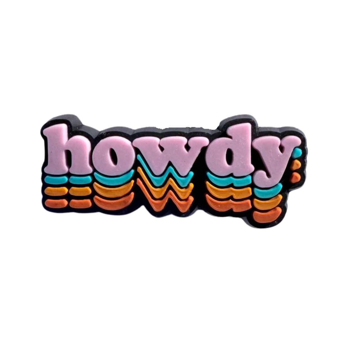 Walkieez WALK-itz Howdy Charm featuring a playful cowboy hat and smiley face, attached to a keychain or accessories.