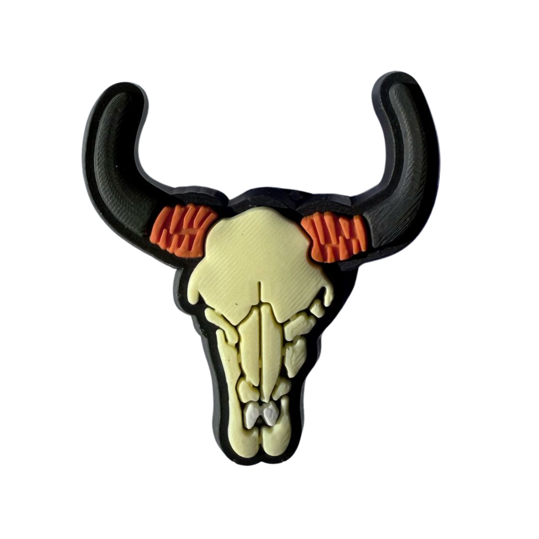 Walkieez WALK-itz Western Bull Skull Charm, detailed metal jewelry piece with rustic Western design