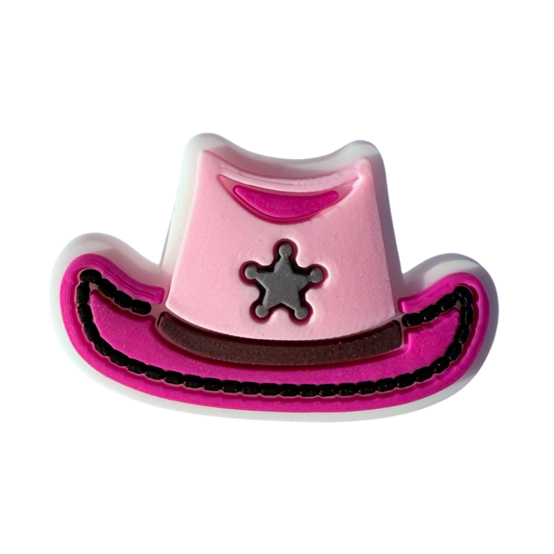 Pink Cowgirl Hat Charm from Walkieez WALK-itz collection, featuring a decorative pink hat charm with cowgirl style details.