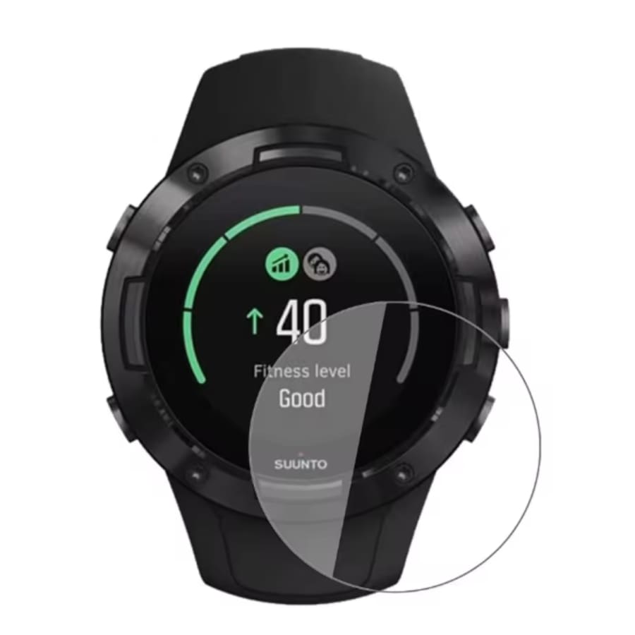 Pack of two Suunto 5 screen protectors in clear watch case covers, designed to shield and protect your smartwatch screen.